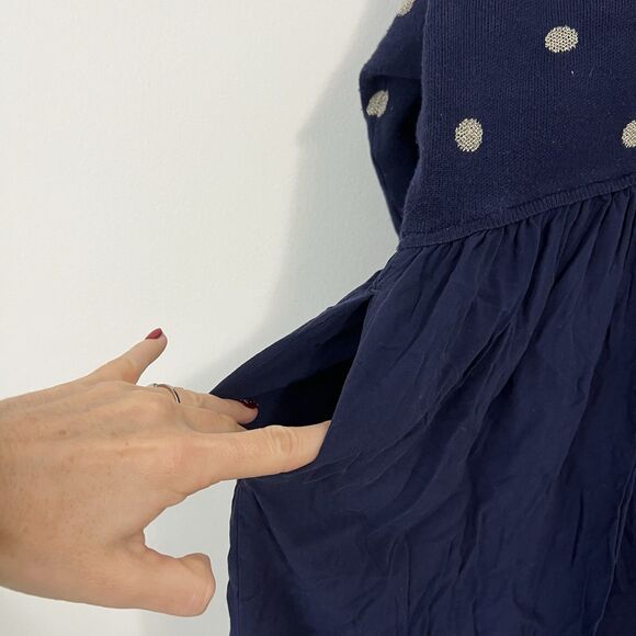 Torrid Polka Dot Babydoll Sweater Mini Dress Plus Size 6X Navy Blue Gold - Picture 10 of 10